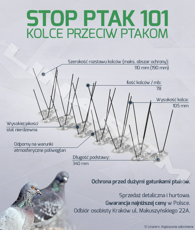 stopptak 101, kolce na gołębie, kolce na ptaki, stopptak, stopptak sklep, stopptak kraków, stopptak wrocław